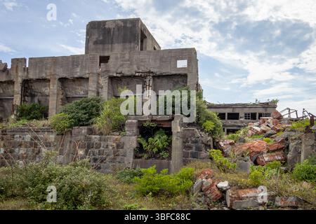 Abandonné l'île de Hashima Gunkanjima, un site du patrimoine culturel mondial à Nagasaki Banque D'Images