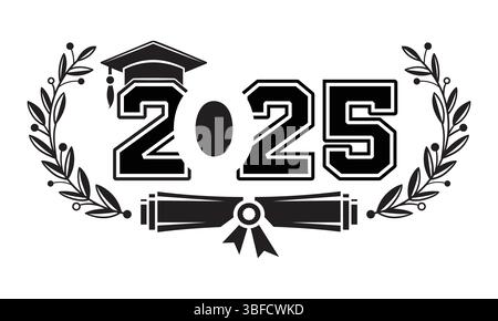 2025 diplôme d'études et Cap emblème Laurel Design Illustration de Vecteur