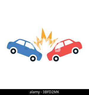 Concept d'accident de voiture. Crash sur la route, trafic. Automobiles brisées. Illustration de Vecteur