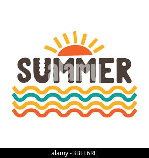 Collection vectorielle de logo d'été - badges de plage tropicale, emblèmes de coucher de soleil, icônes de vacances, graphiques de palmier, illustrations de soleil et de voyage, typog de vacances Illustration de Vecteur