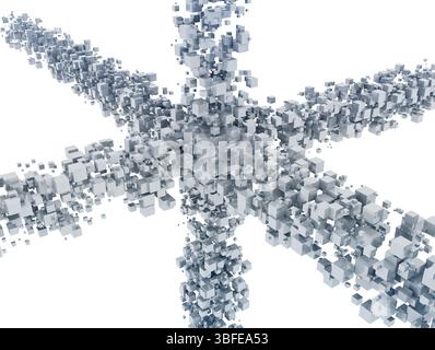 Big Data, blockchain et concept technologique avec cubes. Illustration 3D isolée sur fond blanc Banque D'Images