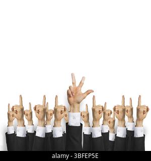Groupe de mains de gens d'affaires montrant des gestes Banque D'Images