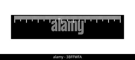 Règle noire avec vecteur de marques blanches. La règle présente une base noire pleine avec des marques blanches régulièrement espacées représentant les unités de mesure. Illustration de Vecteur