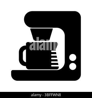 Illustration vectorielle de silhouette de cafetière. L'image montre une machine à café compacte avec une tasse placée sous son bec verseur. Illustration de Vecteur