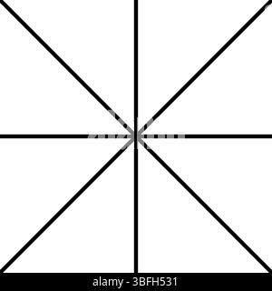 Lignes radiales droites de forme carrée. Rayons du soleil, éclatement ou symbole scintillant isolé sur fond blanc. Signe de rayonnement, d'explosion ou de feu d'artifice. Illustration graphique vectorielle. Illustration de Vecteur