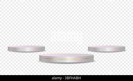 Podium blanc sur fond transparent vecteur 3d. Présentoir de modèles pour les prix du showroom studio de présentation de produits. Maquette de présentoir de produits. Illustration de Vecteur