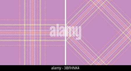 Deux motifs écossais violets pastel, un motif à carreaux classique et un motif losange diagonal. Parfait pour les impressions textiles, la mode, les arrière-plans, les sites Web et la statio Illustration de Vecteur