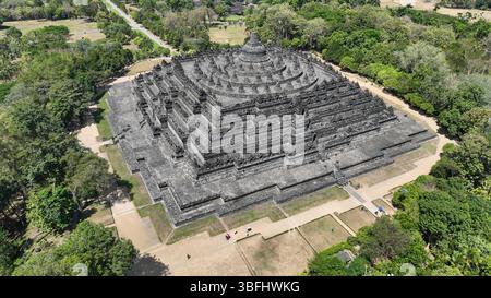 Le plus grand temple bouddhiste du monde vue aérienne. Banque D'Images