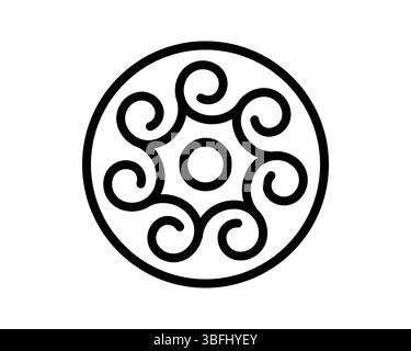 Design rond élégant et stylisé avec éléments tourbillonnants. Symbole abstrait, parfait pour les logos, la marque ou les projets créatifs. Illustration vectorielle. V Illustration de Vecteur