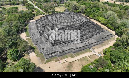 Le plus grand temple bouddhiste du monde vue aérienne. Banque D'Images