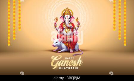 Lord Ganpati sur fond de Ganesh Chaturthi. fond de conception d'illustration vectorielle abstraite. Conception de bannière de médias sociaux Ganesh Chaturthi Illustration de Vecteur