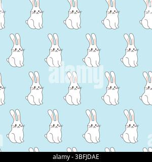Joyeuses Pâques modèle sans couture de lapin mignon Illustration de Vecteur