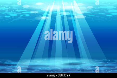 Mer océanique sous-marine. Eau profonde, océan sous-marin Illustration de Vecteur