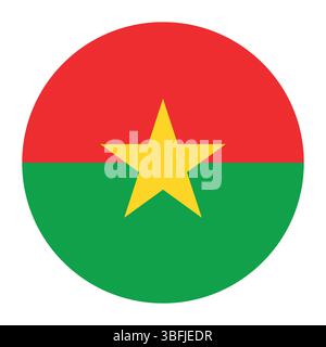 Drapeau du Burkina Faso. Burkina Faso cercle drapeau logo icône ordinateur illustration vectorielle conception. Illustration de Vecteur