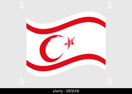 Drapeau de Chypre-Nord. Illustration vectorielle numérique drapeau ondulé de Chypre du Nord. Drapeau flottant. Illustration de Vecteur