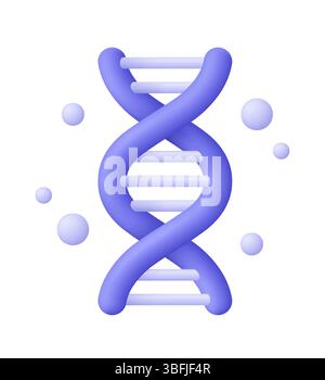 Spirale d'ADN génétique. Biochimie, chimie moléculaire et concept de médecine. icône de vecteur 3d. Style minimaliste de dessin animé. Illustration de Vecteur