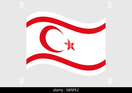 Drapeau de Chypre-Nord. Illustration vectorielle numérique drapeau ondulé de Chypre du Nord. Drapeau flottant. Illustration de Vecteur