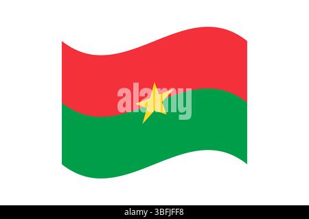Drapeau du Burkina Faso. Illustration vectorielle numérique drapeau ondulé du Burkina Faso. Drapeau flottant. Illustration de Vecteur