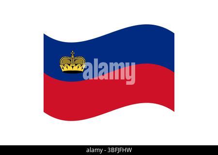 Drapeau du Liechtenstein. Illustration vectorielle numérique drapeau ondulé du Liechtenstein. Drapeau flottant. Illustration de Vecteur