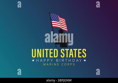 Saluant la force Un hommage au corps des Marines pour son anniversaire Illustration de Vecteur