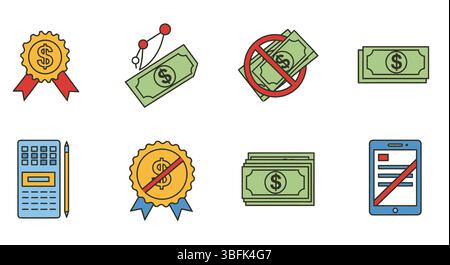 Jeu d'icônes Finance – symboles argent, banque, investissement et entreprise Illustration de Vecteur