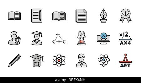 Jeu d'icônes éducation – symboles d'apprentissage, d'enseignement, d'école et académique Illustration de Vecteur