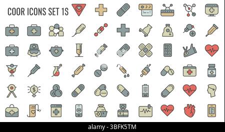 Jeu d'icônes médicales – symboles de santé, de médecine, de santé et d'hôpital Illustration de Vecteur