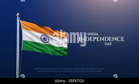 15 août modèle de conception d'affiche de célébration de la fête de l'indépendance des Indiens. Heureux jour de l'indépendance Inde avec drapeau indien. Illustration de Vecteur