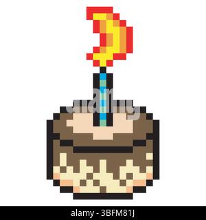 Motif d'art de pixel de gâteau d'anniversaire Illustration de Vecteur