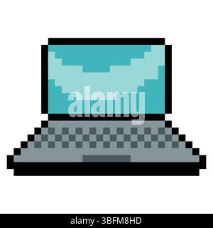Ordinateur portable dans le style pixel art Illustration de Vecteur