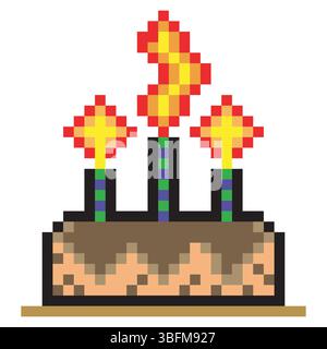 Motif d'art de pixel de gâteau d'anniversaire Illustration de Vecteur