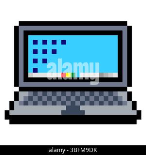 Ordinateur portable dans le style pixel art. Illustration de Vecteur
