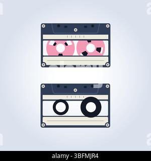 Casit Icons, cassette cassettes enregistreur audio avec un fond abstrait Illustration de Vecteur