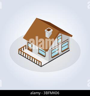 Architecture de la maison en couleur marron, bâtiment modifiable avec un fond abstrait Illustration de Vecteur