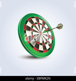 Jeu de fléchettes et sur les fléchettes sur le dégradé de couleur verte cible avec fond abstrait Illustration de Vecteur