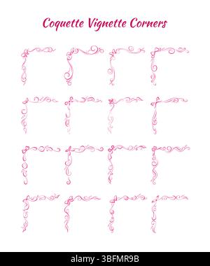 Ensemble de 16 coins vignette d'arc de coquette Illustration de Vecteur