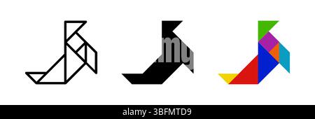 Icône tangram d'otaries. Idéal pour les conceptions aquatiques ou de puzzle. Illustration de Vecteur