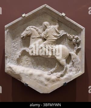 Relief hexagonal de la série inspirée de la Genèse sur le Campanile de la cathédrale de Florence, Florence, Italie Banque D'Images