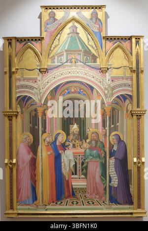Présentation dans le Temple par Pietro Lorenzetti, 1342, tempera et or sur panneau, Galerie des Offices, Florence, Italie. Banque D'Images