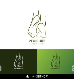 Icône de pieds féminins, modèle de conception d'emblème de signe de logo. Illustration linéaire de jambe de femme de vecteur. Soin de la peau, pédicure, massage spa et label de marque cosmétique Illustration de Vecteur