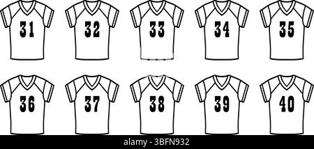 Maillots de sport numérotés de 31 à 40 Illustration de Vecteur