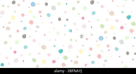 Points dispersés de différentes tailles. Fond d'explosion sans couture de confettis. Texture aléatoire abstraite pour papier d'emballage, conception de fête d'anniversaire, tissu, Illustration de Vecteur