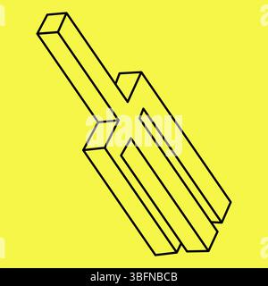 Figure impossible. Conception de ligne. Formes impossibles. Objets d'illusion optique. Op Géométrie sacrée. Illustration de Vecteur