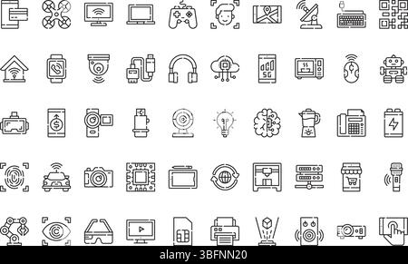 Icônes de technologie icônes icône vectorielle simple. Modèle de conception de symbole d'illustration pour élément d'interface utilisateur mobile Web. Illustration de Vecteur