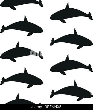 Modèle sans couture de vecteur de silhouette d'épaulard Illustration de Vecteur