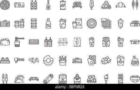 Icônes de restauration rapide icônes icône vectorielle simple. Modèle de conception de symbole d'illustration pour élément d'interface utilisateur mobile Web. Illustration de Vecteur
