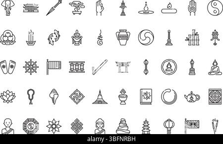 Icônes de bouddhisme icônes icône vectorielle simple. Modèle de conception de symbole d'illustration pour élément d'interface utilisateur mobile Web. Illustration de Vecteur