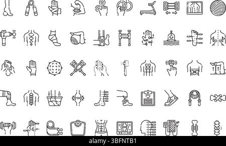 Icônes de physiothérapie icônes icône vectorielle simple. Modèle de conception de symbole d'illustration pour élément d'interface utilisateur mobile Web. Illustration de Vecteur