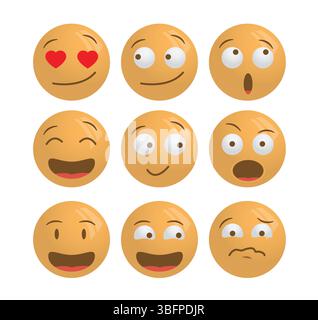 Vecteur d'icônes emoji de visage émotionnel. Illustration de Vecteur