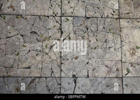 La surface des sols et des murs en céramique qui ont été endommagés en raison de l'âge montrent des fissures naturelles qui sont bonnes pour l'utilisation comme images de fond Banque D'Images